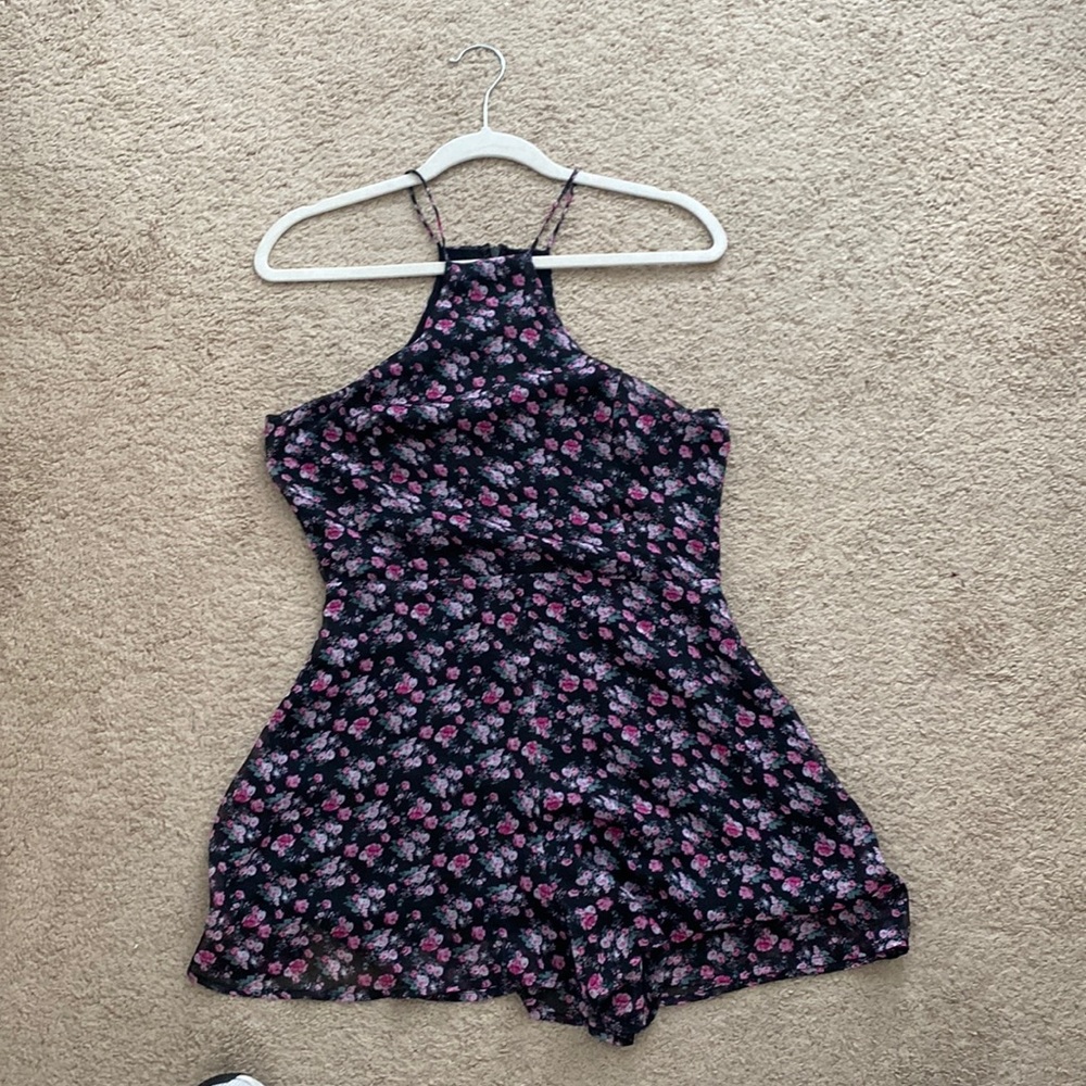 Pink floral romper